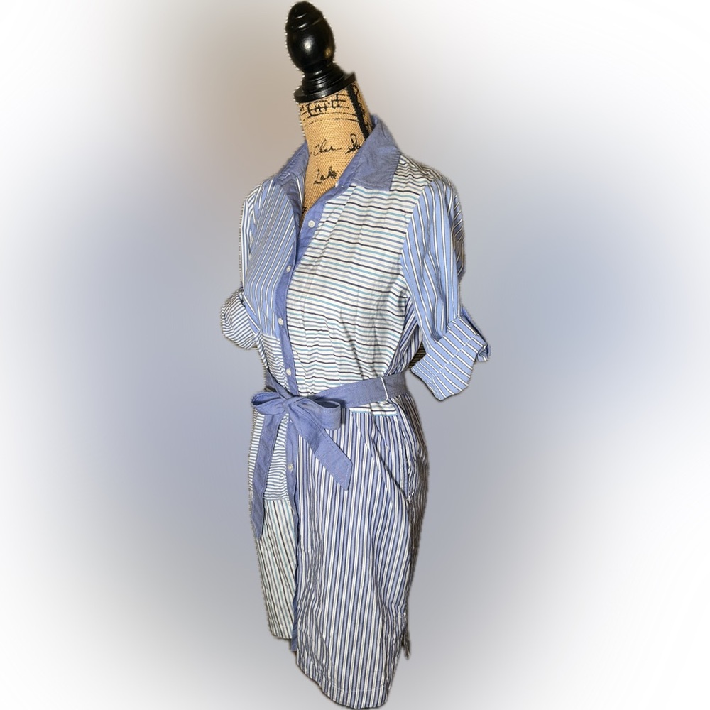 J McLaughlin Miranda Stripes Patchwork Poplin But… - image 3